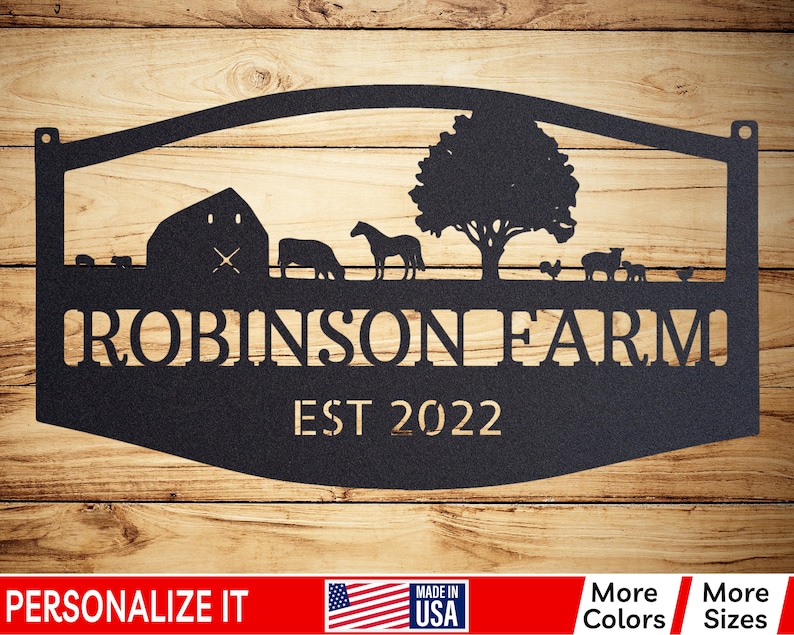 Custom Farmhouse Sign, Personalized Metal Sign Customized Outdoor, Farm ...