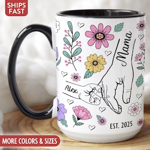 New Mom Mug, Personalized Mama Mug, Custom New Mom Gifts for New Mother Coffee Cup, 1st First Mothers Day Gifts for First Time Moms J-99P