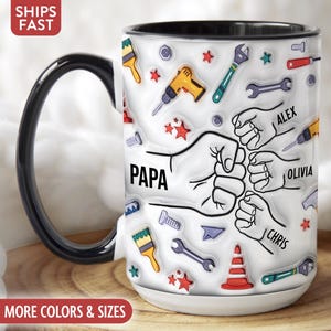 Papa Mug, Personalized Papa Coffee Mug, Custom Papa Cup, Papa Gifts from Grandkids Names Grandchildren, Papa Birthday Fathers Day Gift H-50R