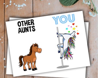 Aunt Greeting Card Handmade Blank Funny Gifts For Birthday Best Present Idea Ever Unicorn Gift From Niece, Gift From Nephew X-85S
