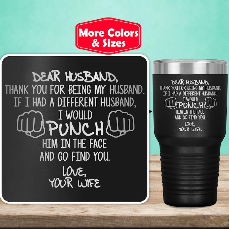Funny Husband Gifts For Husband Tumbler Travel Mug Cup, Husband Gift Idea, Husband Birthday, Best Husband Anniversary Gift From Wife W-33N image 1