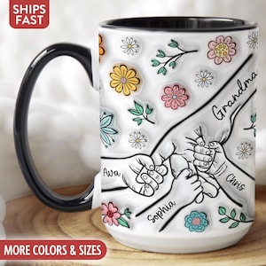 Grandma Mug, Personalized Grandma Cup, Custom Grandma Gifts from Grandkids Names Grandchildren, Grandmother Birthday Mothers Day Gift Y-68J