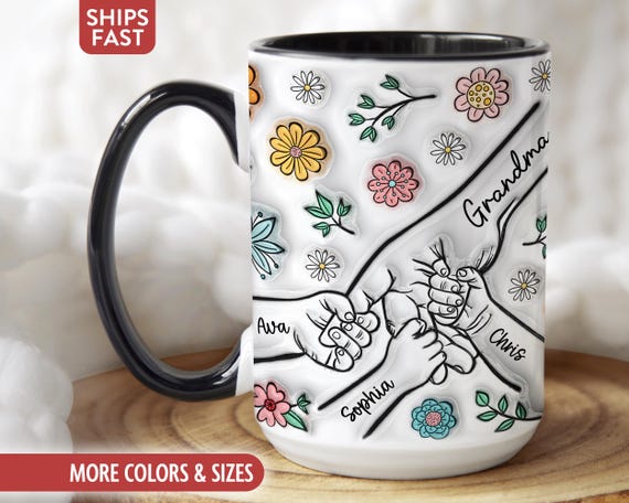 Grandma Mug, Personalized Grandma Cup, Custom Grandma Gifts from Grandkids Names Grandchildren, Grandmother Birthday Mothers Day Gift Y-68J