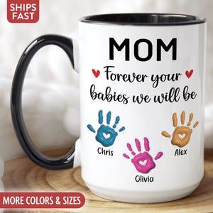 Personalized Mom Mug, Custom Mom Cup, Mom Coffee Mug for Mom Gifts with Kids Names, Birthday Christmas Mothers Day Gifts from Children A-27O