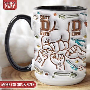 Taza "El mejor papá del mundo", taza de café personalizada para papá, regalos personalizados para papá con nombres de niños, regalos de cumpleaños para el Día del Padre para papá, taza de Children I-29L