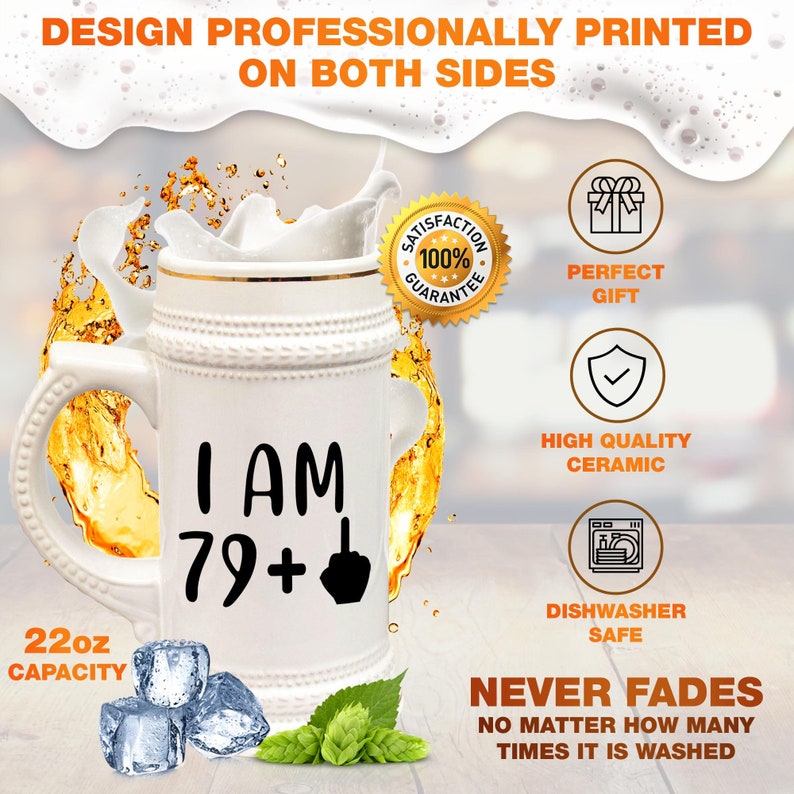 80th Birthday Beer Stein Mug Glass Cup 80 Eighty Eightieth 1941 Funny Gift For Men Him Dad Grandpa Male Uncle Guy Bday Ideas Present W-78H