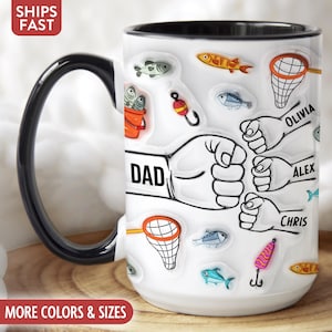 Taza personalizada para papá, taza de café personalizada para papá, regalos para papá con nombres de niños, regalos de cumpleaños para papá, regalos para el día del padre para papá, regalo de los niños M-41 M