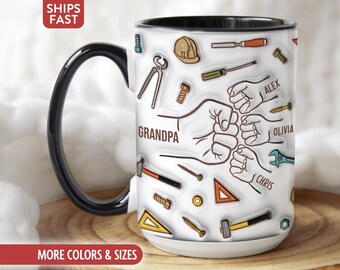 Grandpa Mug, Personalized Grandpa Cup, Custom Grandpa Gifts from Grandkids Names Grandchildren, Grandfather Birthday Fathers Day Gift M-74J