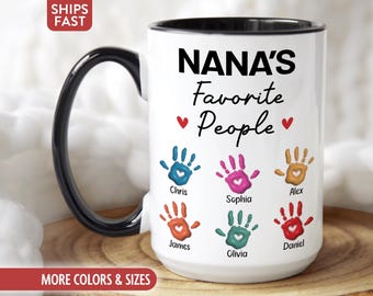 Nana Mug, Personalized Nana Cup, Custom Nana Gifts from Grandkids Names Grandchildren, Nana Coffee Mug, Birthday Mothers Day Christmas J-66M
