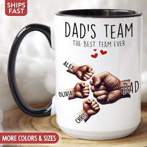 Taza de café personalizada para papá, regalo personalizado del equipo de papá con nombres de niños, regalo de cumpleaños para papá, regalo del Día del Padre para papá, regalo de los niños O-70K