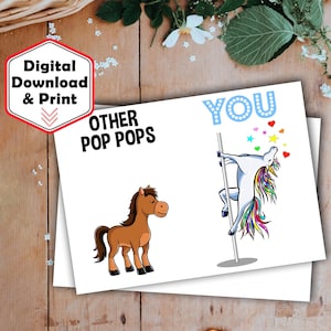 Pop Pop Druckbare Grußkarte Lustige Geschenke zum Geburtstag Beste Geschenkidee überhaupt Einhorn Pop-Pop von Enkelin Enkel X-85C