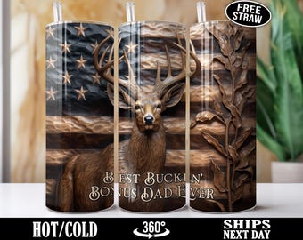 Deer Hunting Bonus Dad Tumbler, Bonus Dad Cup, Best Bonus Dad Ever, Bonus Dad Gifts for Bonus Dad Mug, Father's Day Birthday Christmas I-73K