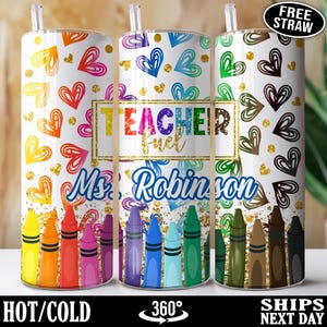Personalized Teacher Tumbler, Custom Name Teacher Cup, Elementary Teacher Gift for Teacher Appreciation Gift Skinny Tumbler with Straw W-73S