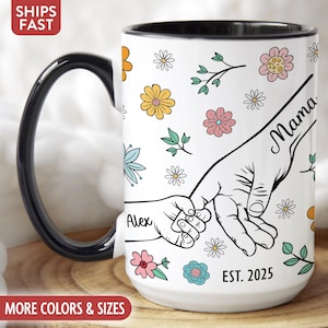 New Mom Mug, Personalized Mama Mug, Custom New Mom Gifts for New Mother Coffee Cup, 1st First Mothers Day Gifts for First Time Moms K-11S