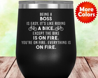 Vaso de vino Boss, taza de cristal, regalo divertido para mujeres, hombres, ella o él, regalo de agradecimiento, la mejor idea de regalo de cumpleaños V-12J