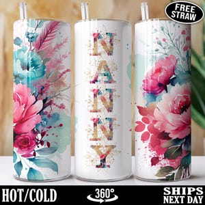 Nanny Tumbler, Nanny Cup, Nanny Travel Cup, Grandma Tumbler, Flowers Floral Nanny Birthday Gifts for Nanny Mug, Mother&#39;s Day Gift Bday F-95B