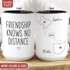 Long Distance Friend Mug, Personalized Long Distance Friend Gift for Best Friends Birthday Gifts, Custom Bestie Friendship Coffee Cup A-34E