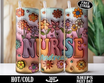 Custom Nurse Tumbler Personalized Nurse Cup, Nursing Tumbler with Straw RN Nurse Gift for Nurse Graduation Grad Appreciation Christmas P-54D