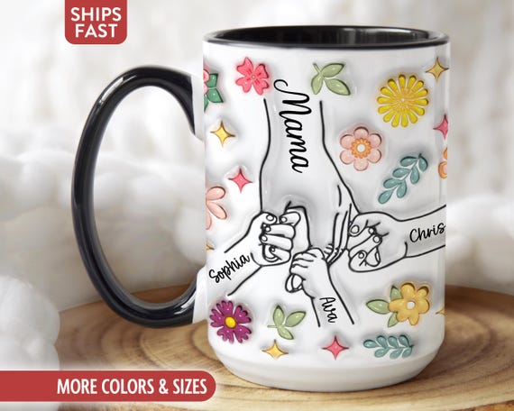 Mom Mug, Mama Mug, Personalized Mom Cup, Custom Mama Cup, Mom Gifts with Kids Names, Mommy Birthday Mothers Day Gifts from Children Q-35L