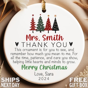 Custom Teacher Ornament Personalized Teacher Christmas Ornament 2025 Teacher Appreciation Ornament for Teacher Thank You Keepsake Gift J-43G