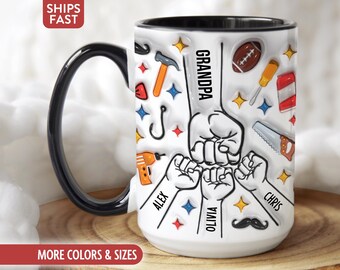 Grandpa Mug, Personalized Grandpa Cup, Custom Grandpa Gifts from Grandkids Names Grandchildren, Grandfather Birthday Fathers Day Gift K-63K