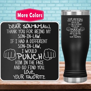 Funny Son In Law Gifts For Son In Law Pilsner Tumbler Beer Glass Travel Mug Cup, Best Son In Law Birthday Gift Idea Son-in-law Present S-71L