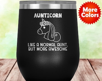 Lustige Tante Geschenke Aunticorn Weinbecher Glas Reisetasse Geschenk für Tante Geschenkidee Bester Geburtstag von Nichte Geschenke vom Neffen Q-79F