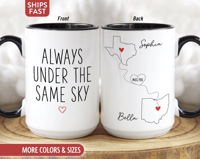 Long Distance Friend Mug, Personalized Long Distance Friend Gift for Best Friends Birthday Gifts, Custom Bestie Friendship Coffee Cup M-13E