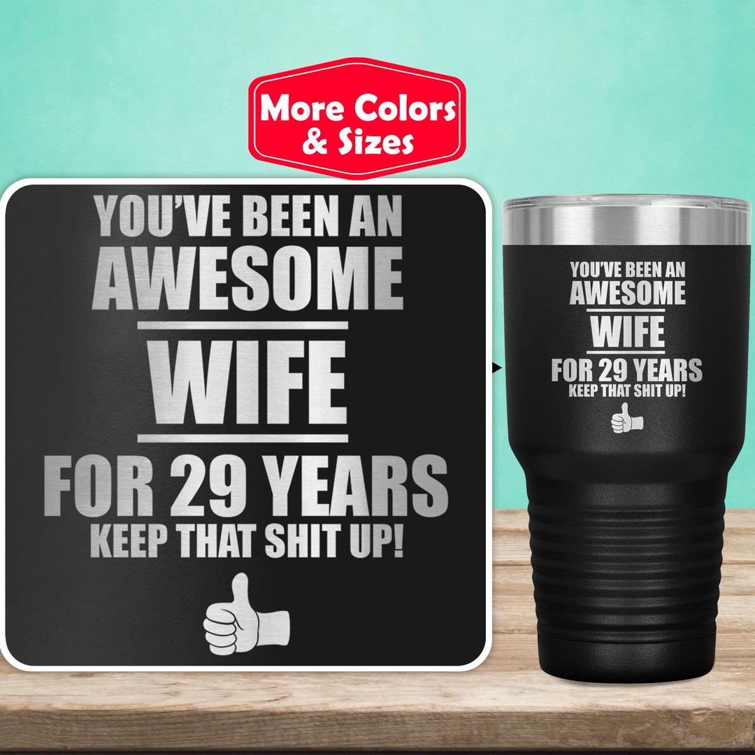 29th Anniversary Gift for Wife Tumbler Travel Mug Cup, 29 Year Wedding ...
