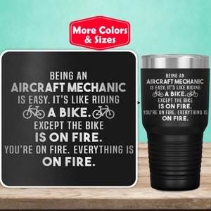 Aircraft Mechanic Tumbler Travel Mug Coffee Cup Funny Gifts For Women Men Her Him Airplane Plane Present N-15A