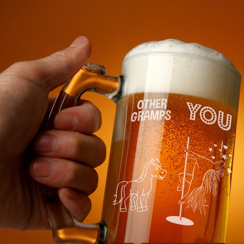 Gramps Beer Mug Glass Stein Cup Funny Gifts For Birthday Best Present Idea Ever Unicorn Gift From Granddaughter Grandson Grandchildren T-62Q