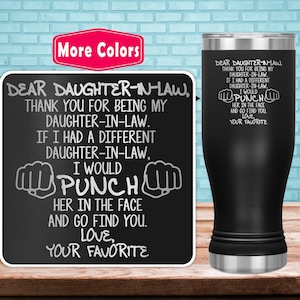 Funny Daughter In Law Gift For Daughter In Law Pilsner Tumbler Beer Glass Travel Mug Cup, Best Daughter-in-law Birthday Gift Idea F-21A