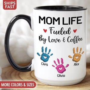 Personalized Mom Mug, Custom Mom Cup, Mom Coffee Mug for Mom Gifts with Kids Names, Birthday Christmas Mothers Day Gifts from Children I-29S