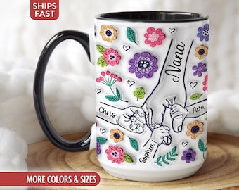 Nana Mug, Personalized Nana Cup, Custom Nana Gifts from Grandkids Names Grandchildren, Nana Coffee Mug, Birthday Mothers Day Christmas P-84M