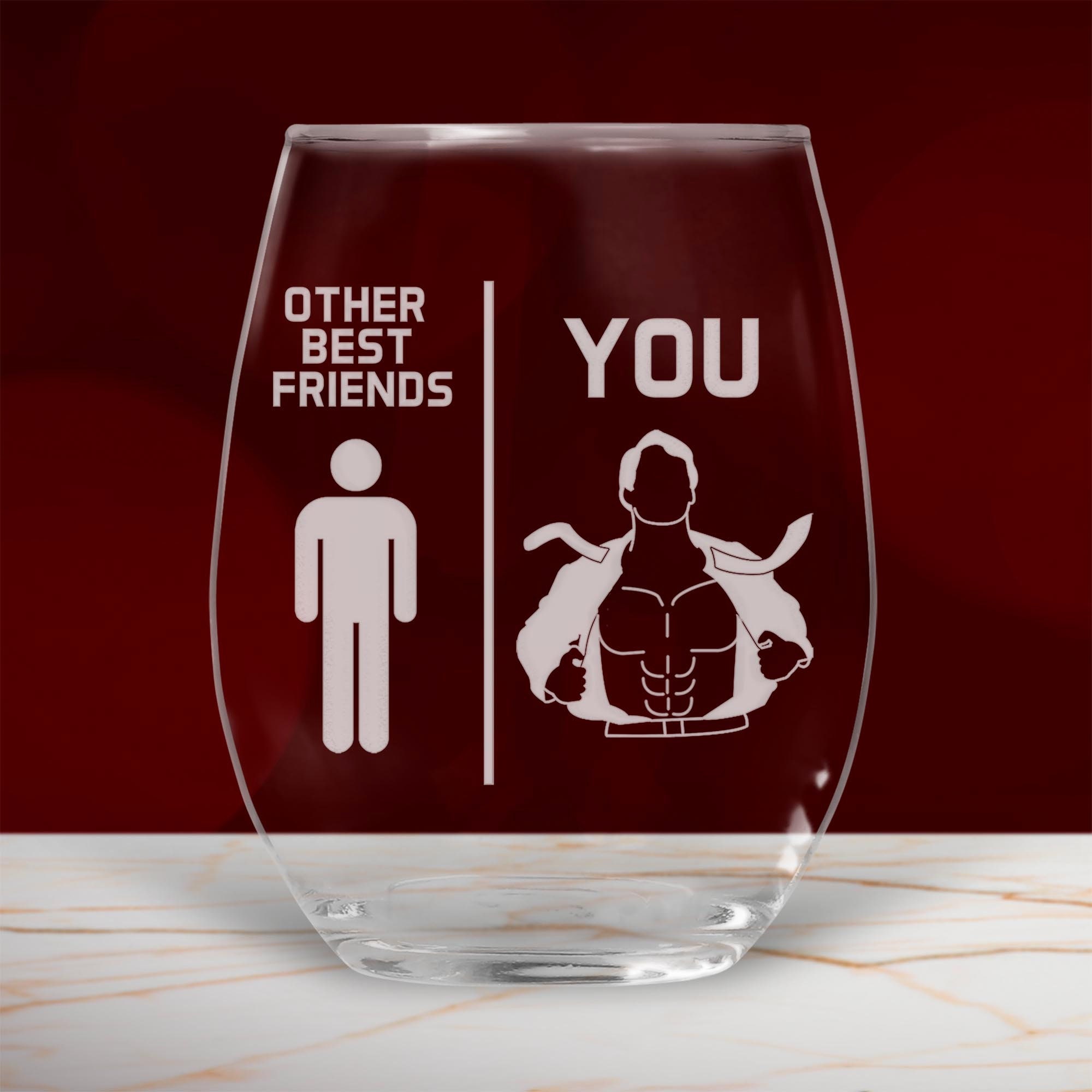 Best Friend Wine Glass Stemless Laser Etched Cup Funny Gifts Etsy