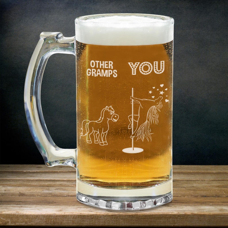 Gramps Beer Mug Glass Stein Cup Funny Gifts For Birthday Best Present Idea Ever Unicorn Gift From Granddaughter Grandson Grandchildren T-62Q