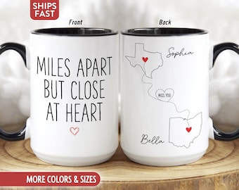 Taza para amigos a distancia, regalo personalizado para amigos a distancia, regalos de cumpleaños para mejores amigos, taza de café personalizada para mejores amigos B-64P