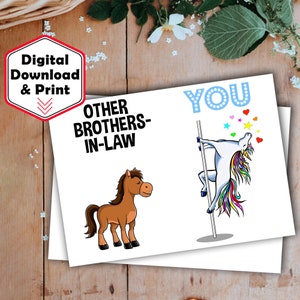 Schwager Printable Greeting Card Lustige Geschenke zum Geburtstag Beste Geschenkidee überhaupt Einhorn Schwager Hochzeitsgeschenk X-68T