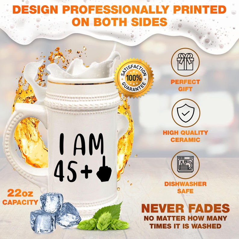46th Birthday Beer Stein Mug Glass Cup 46 Forty Six Sixth 1975 Funny Gift For Men Him Dad Husband Brother Male Guy Bday Ideas Present M-12X