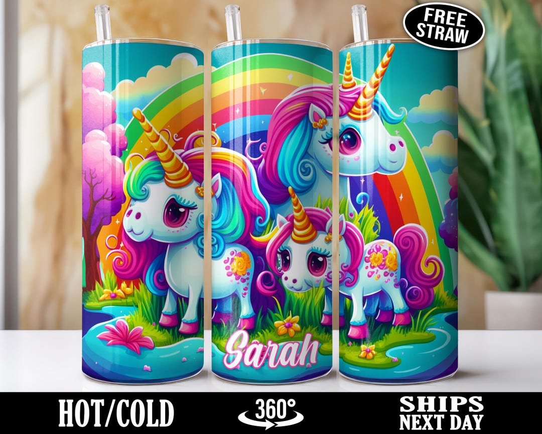 Personalized Unicorn Tumbler Cup, Custom Name Rainbow Unicorn Cup ...