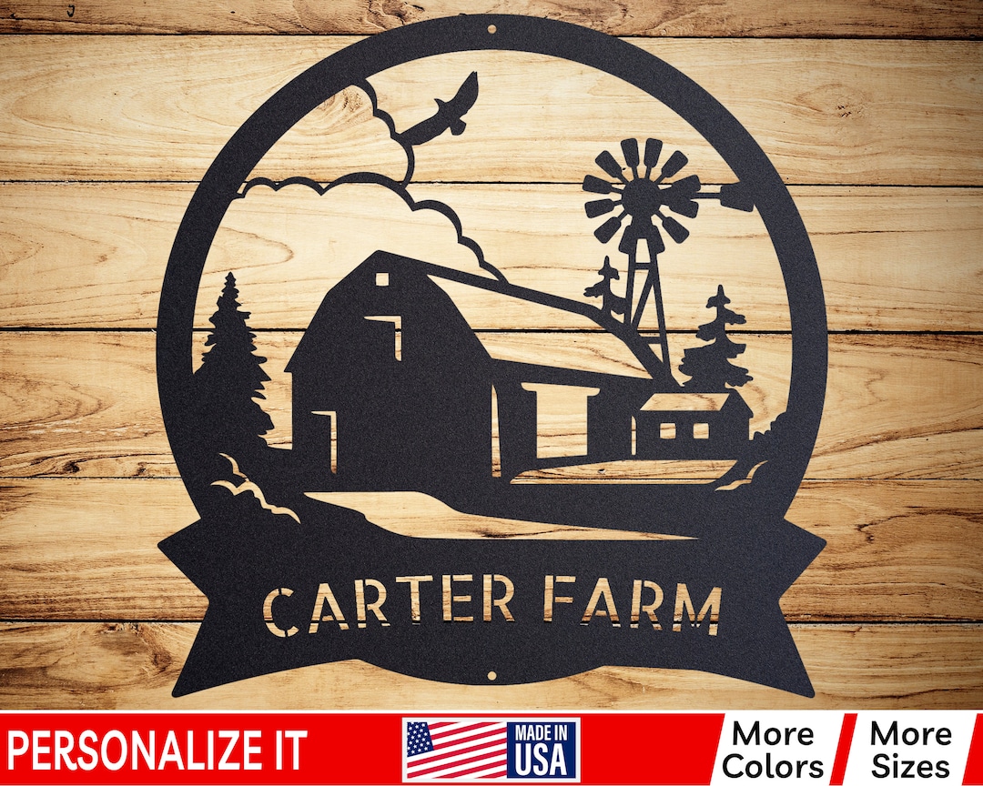 Custom Farmhouse Sign, Personalized Metal Sign Customized Outdoor, Farm ...