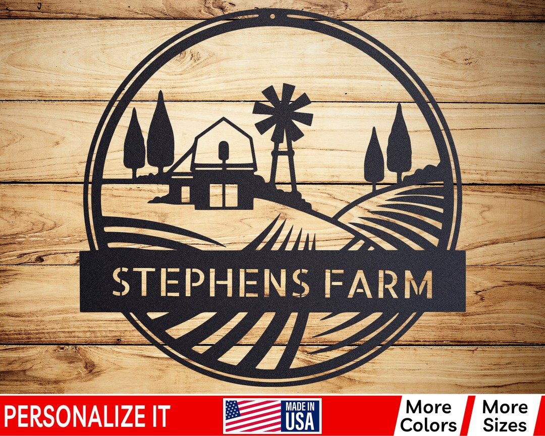 Custom Farmhouse Sign, Personalized Metal Sign Customized Outdoor, Farm ...
