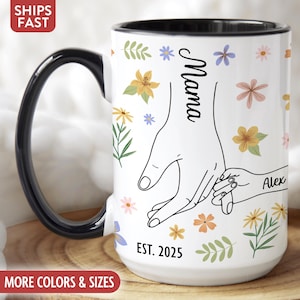 New Mom Mug, Personalized Mama Mug, Custom New Mom Gifts for New Mother Coffee Cup, 1st First Mothers Day Gifts for First Time Moms P-85C