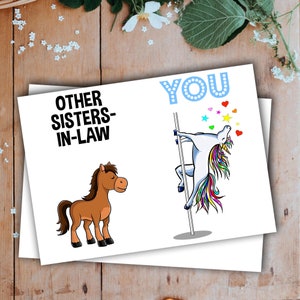 Sister in law Greeting Card Handmade Blank Funny Gifts For Birthday Best Present Idea Ever Unicorn Sister-In-Law Wedding Gift O-54A
