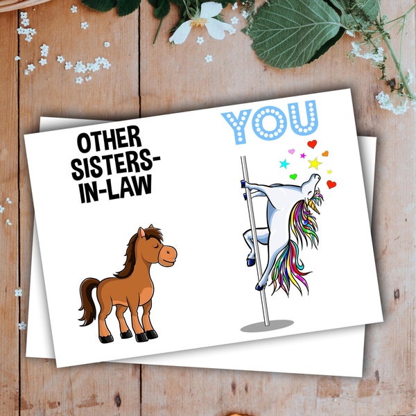 Sister in law Greeting Card Handmade Blank Funny Gifts For Birthday Best Present Idea Ever Unicorn Sister-In-Law Wedding Gift O-54A