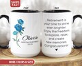 Retirement Mug, Personalized Happy Retirement Cup, Custom Retired Gifts for Women Her Coworker Boss Woman Teacher, Retiring Coffee Mug G-11M