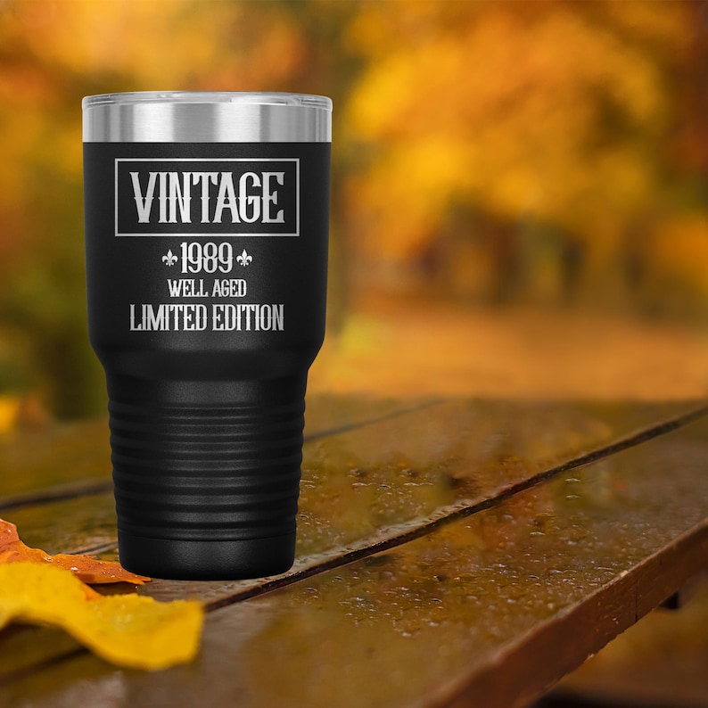 32nd Birthday Tumbler Travel Mug Coffee Cup 32 Thirty Two Second 1989 Funny Gift For Women Men Her Him Husband Wife Sister Present F-25F
