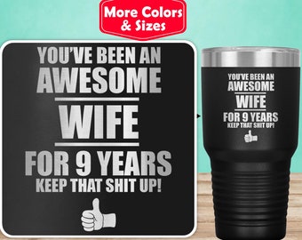 Regalo de 9.º aniversario para esposa, vaso de viaje, regalo de 9.º aniversario de bodas para mujer, regalo de 9.º aniversario para ella J-39D
