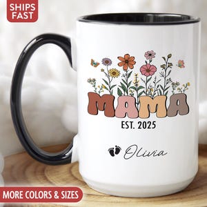 New Mom Mug, Personalized Mama Mug, Custom New Mom Gifts for New Mother Coffee Cup, 1st First Mothers Day Gifts for First Time Moms Q-31F