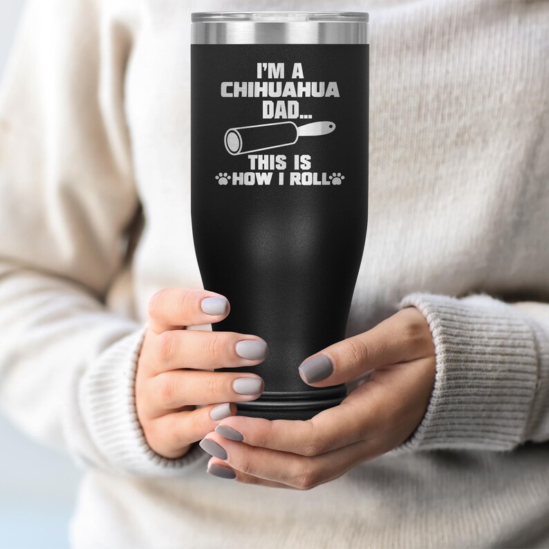 Chihuahua Pilsner Tumbler Beer Glass Travel Mug Cup Funny Chihuahua Gifts Chihuahua Dad Papa Chihuahua Dog Lover Owner Present R-88Y